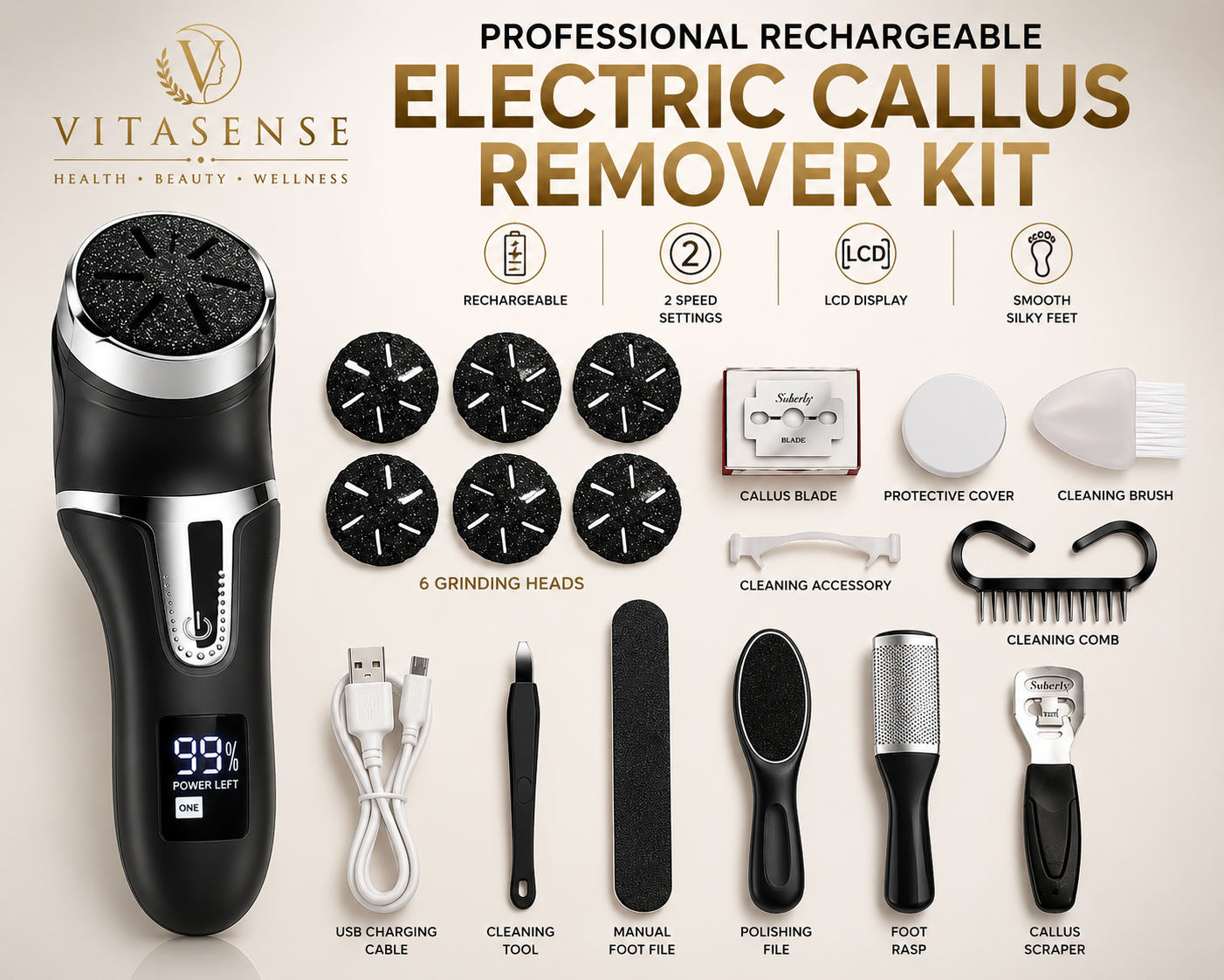 Rechargeable Electric Callus Remover Kit