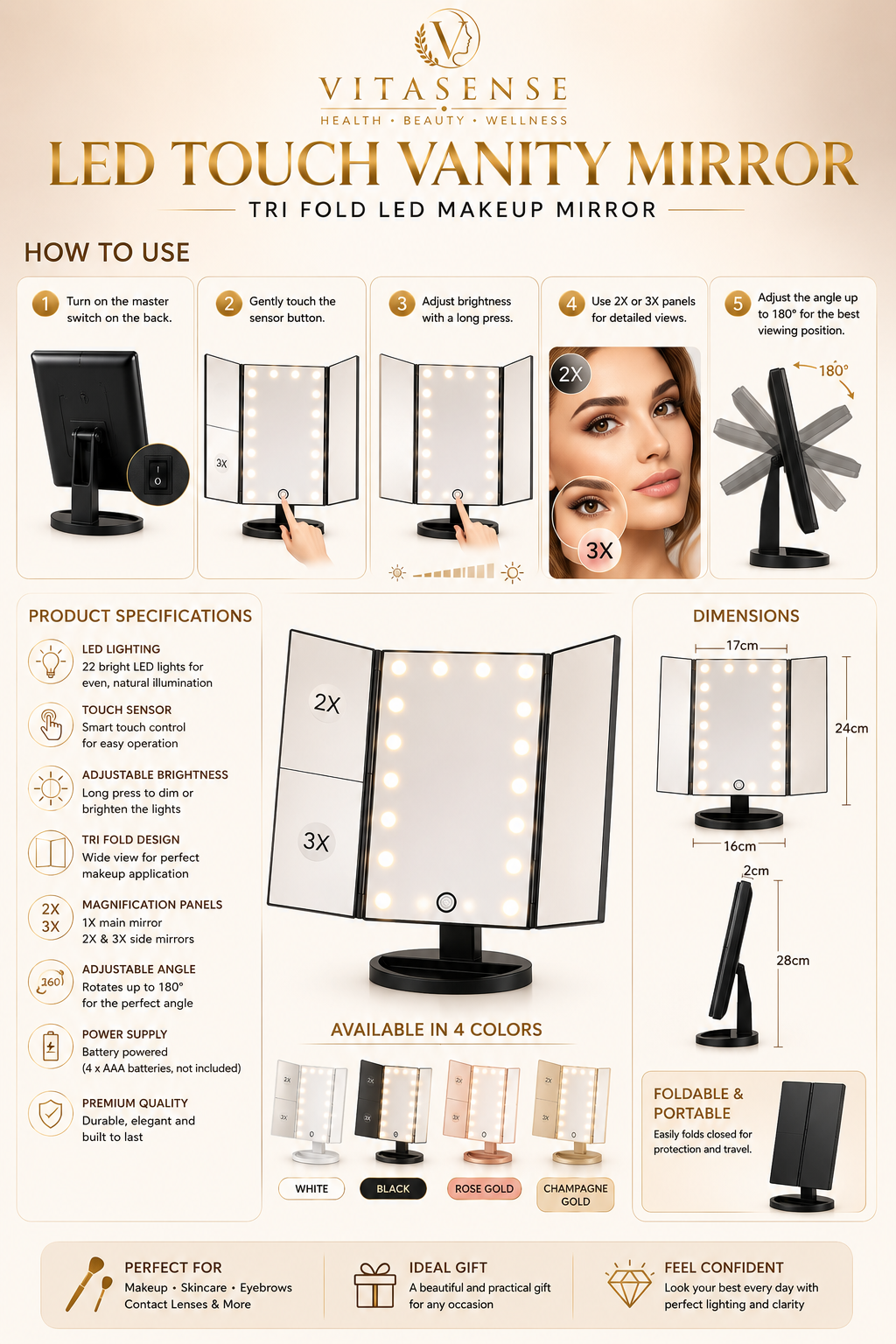 LED Touch Vanity Mirror