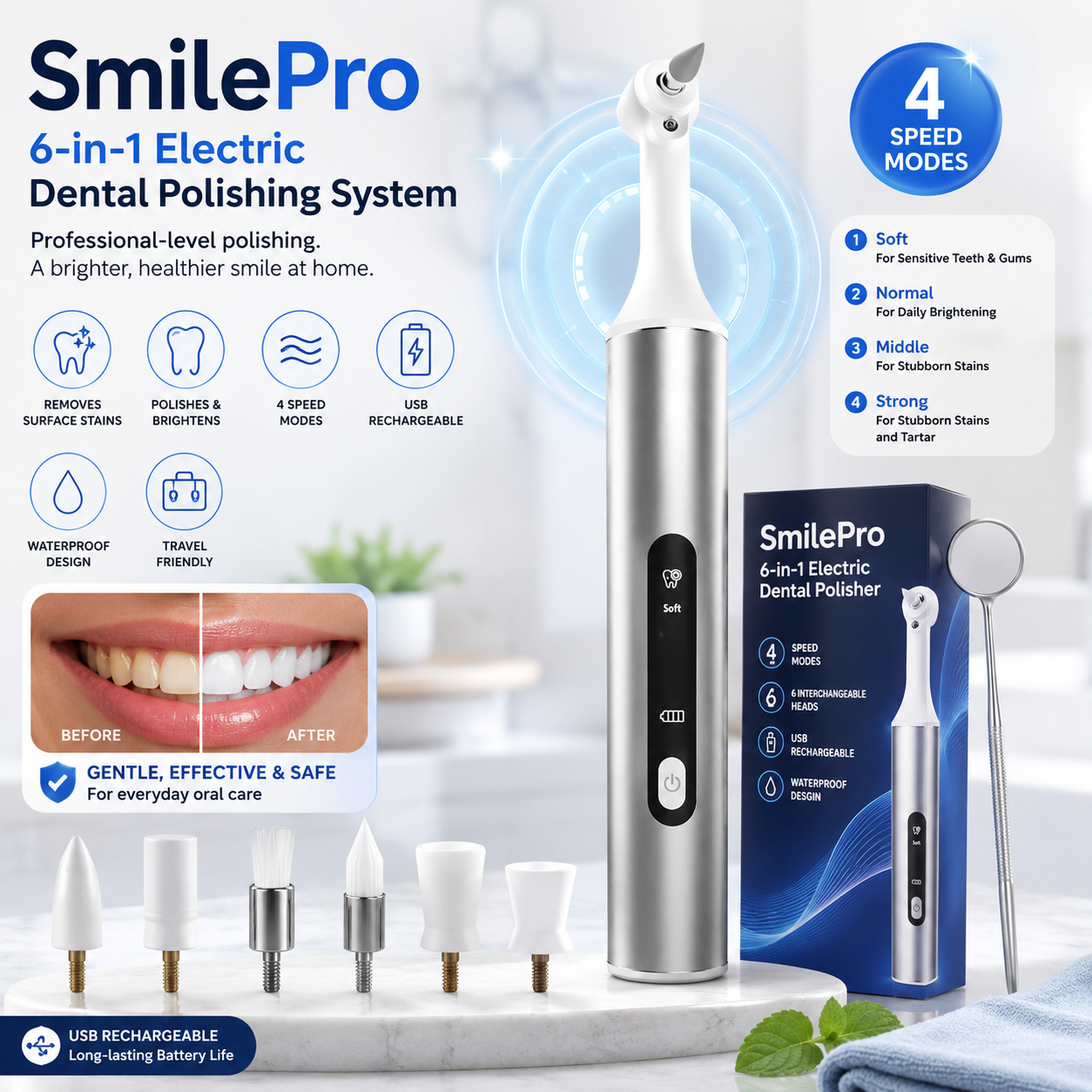 VitaSense SmilePro 6-in-1 Electric Dental Polishing System
