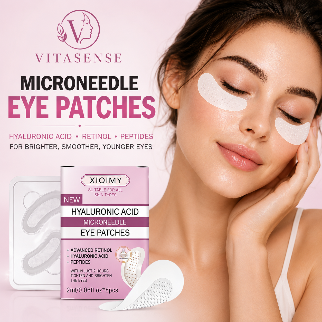 VitaSense Microneedle Eye Patches with Retinol, Hyaluronic Acid and Peptides