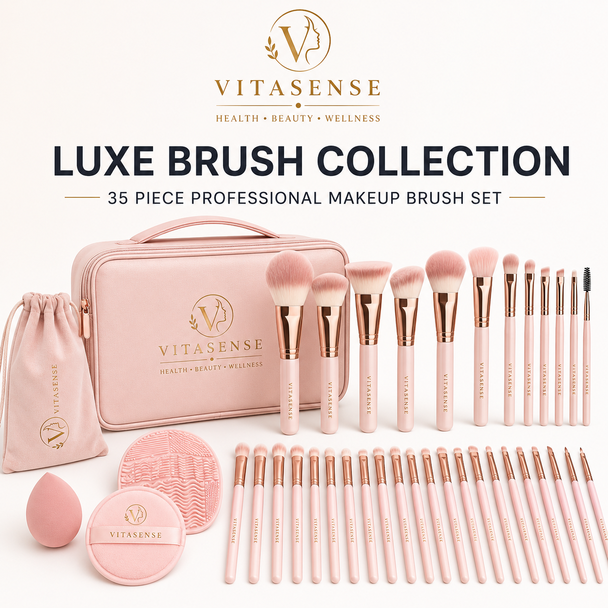 VitaSense Luxe Brush Collection – 35 Piece Professional Makeup Brush Set