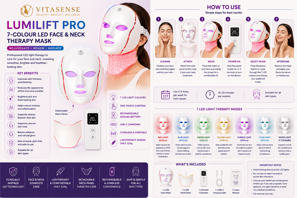 VitaSense LumiLift Pro LED Face &amp; Neck Therapy Mask
