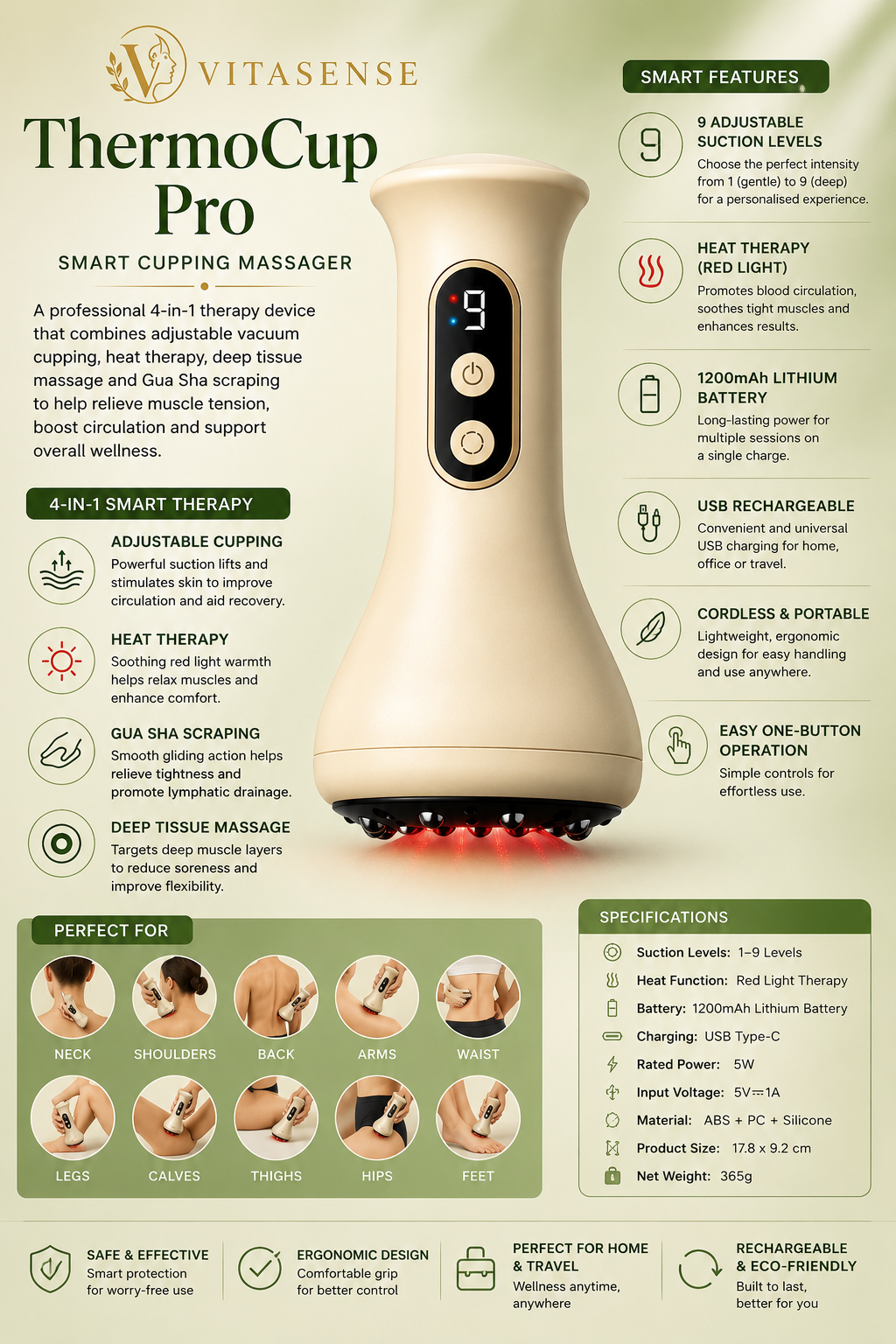 VitaSense ThermoCup Pro Smart Gua Sha Cupping Massager