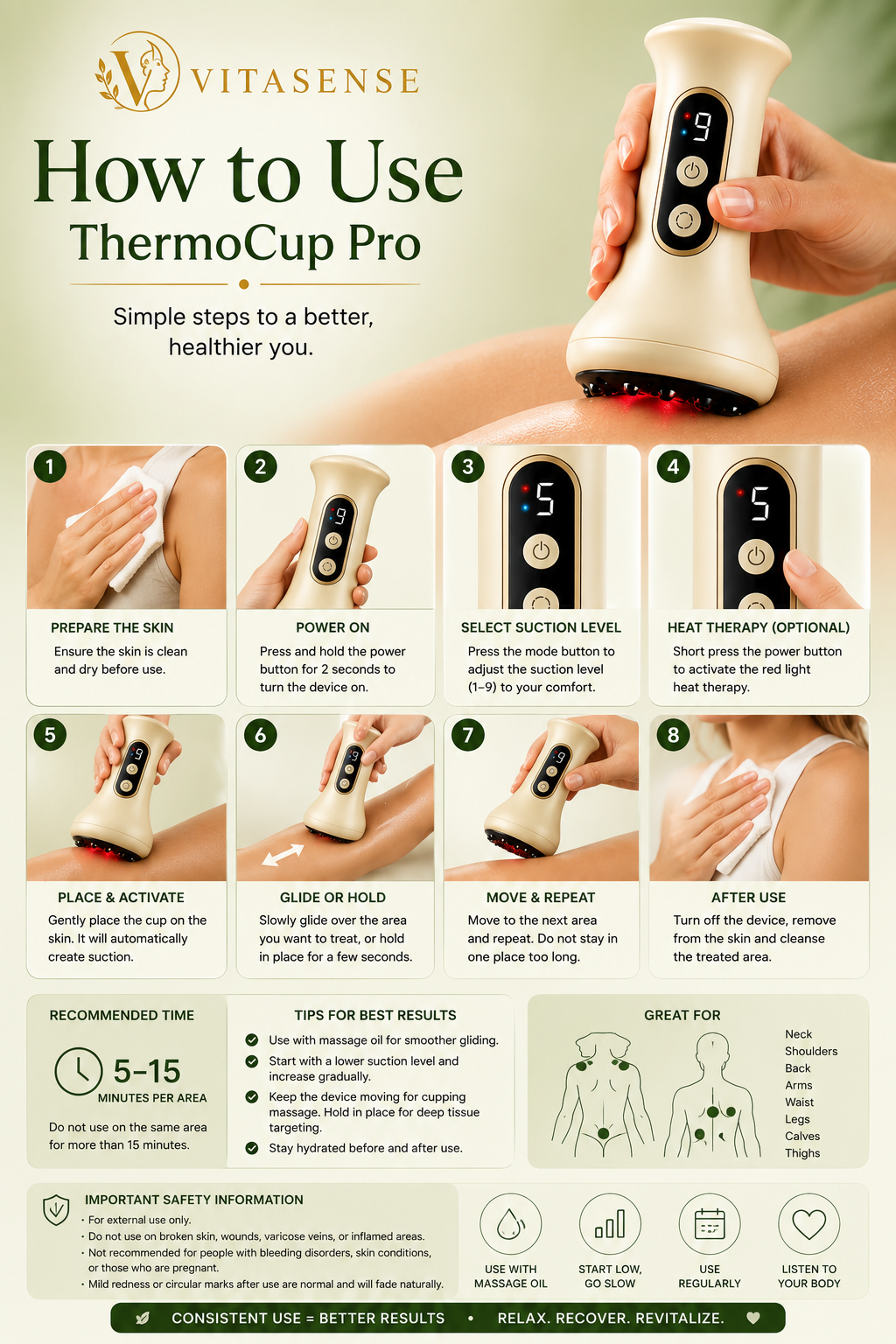 VitaSense ThermoCup Pro Smart Gua Sha Cupping Massager