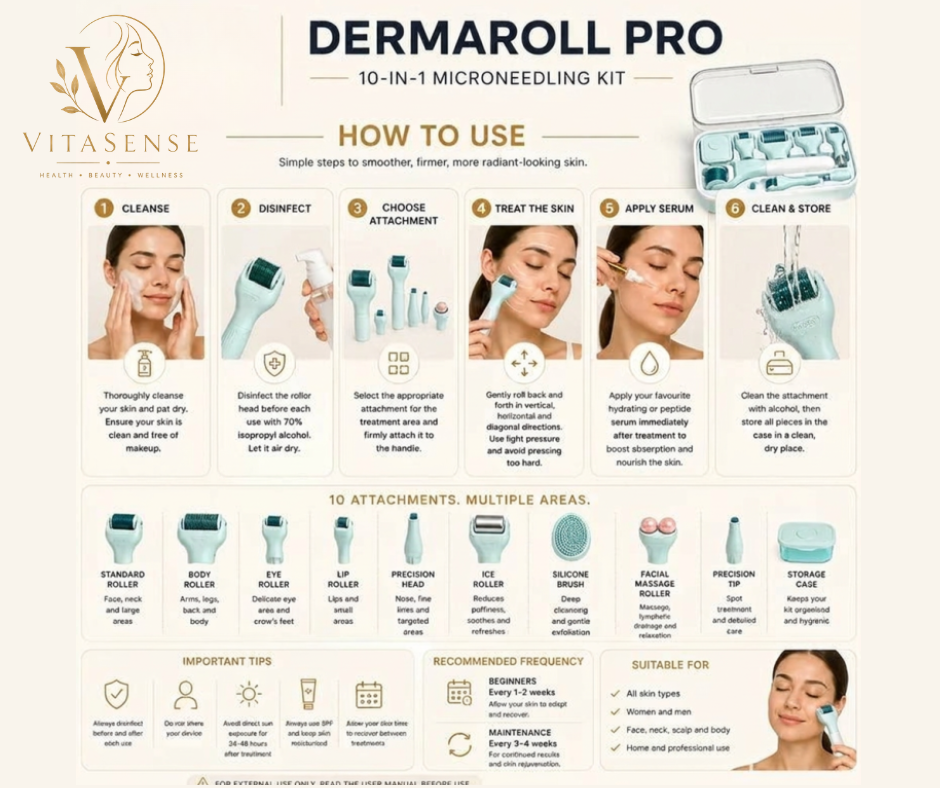 DermaRoll 10-in-1 Microneedling Kit