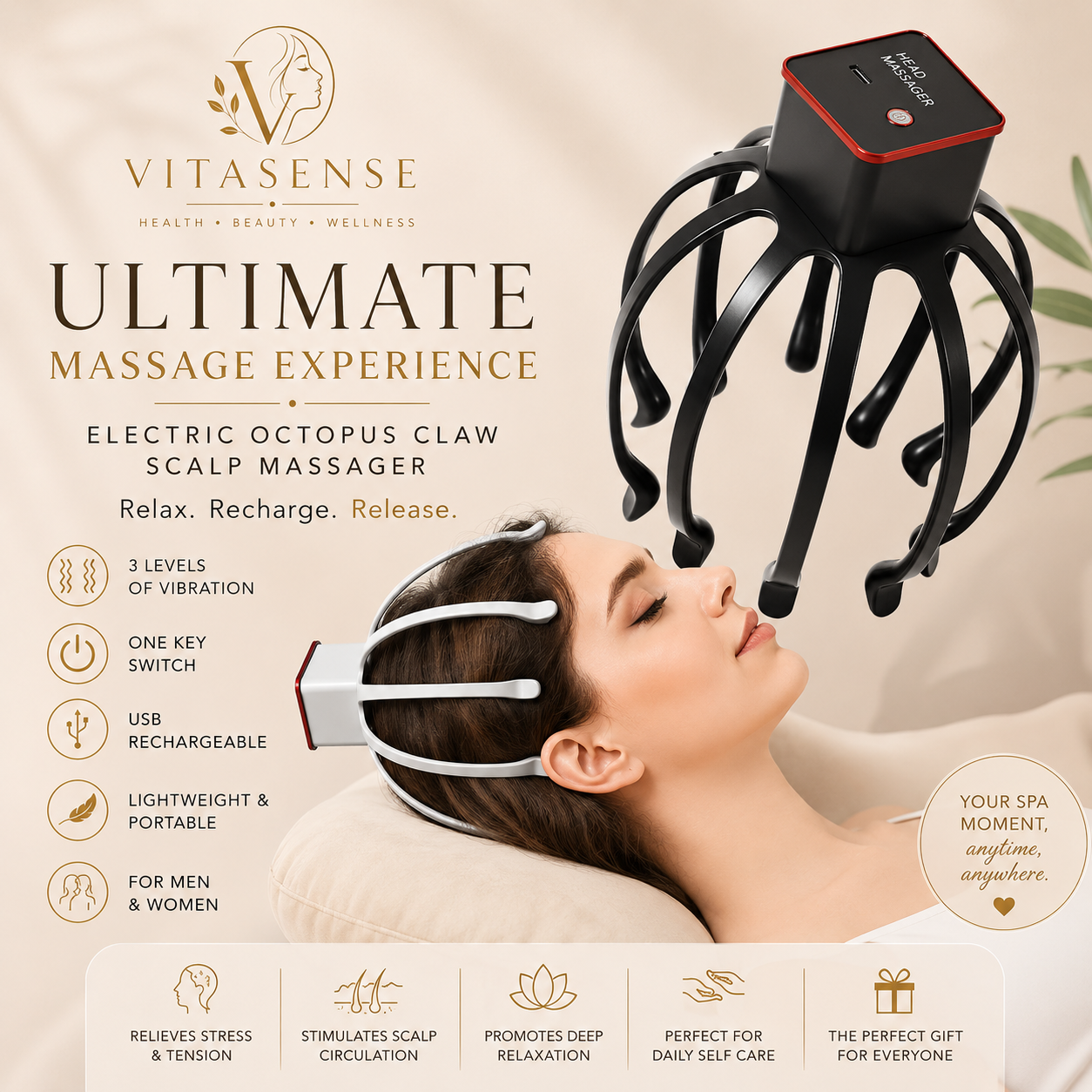 Ultimate Massage Experience Electric Octopus Claw Scalp Massager.