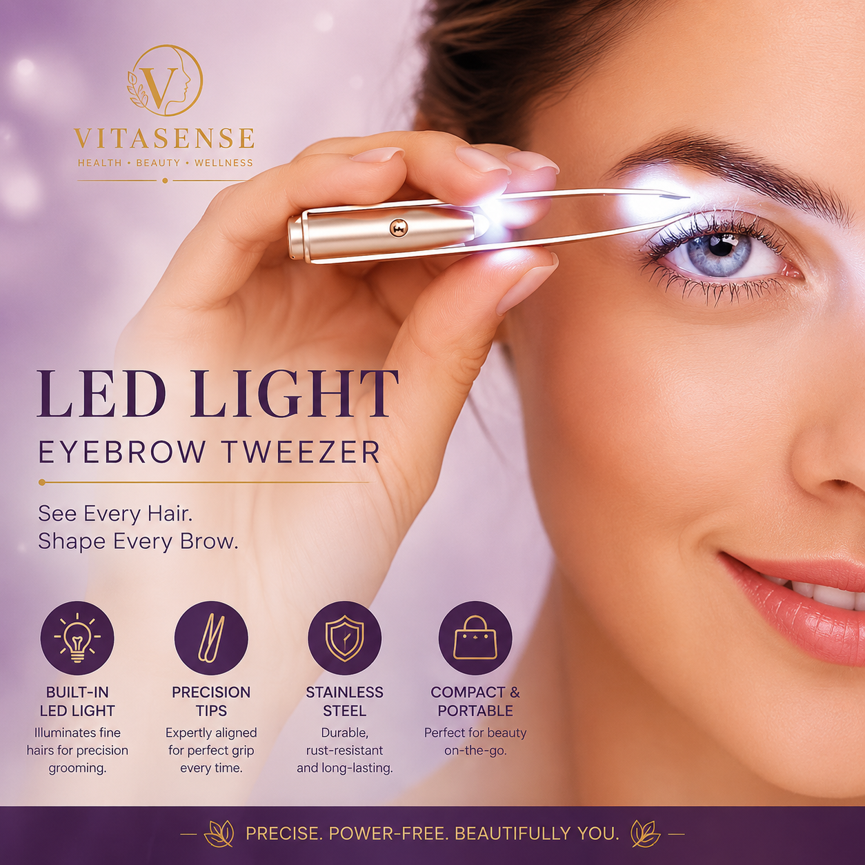 LED Precision Eyebrow Tweezer