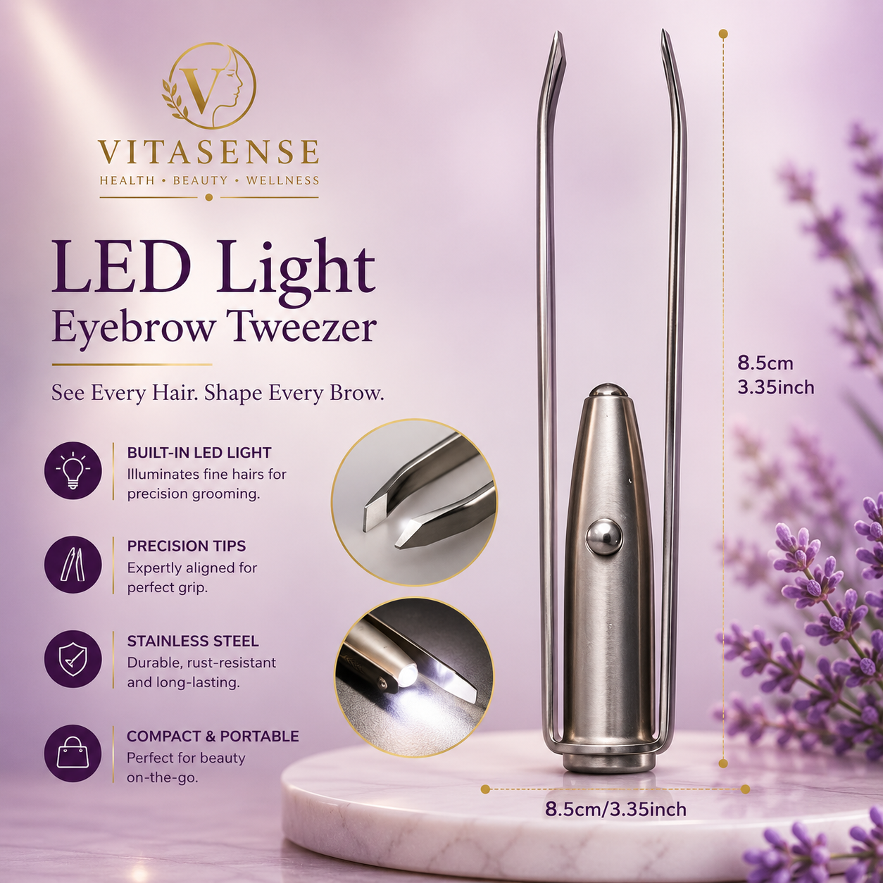 LED Precision Eyebrow Tweezer